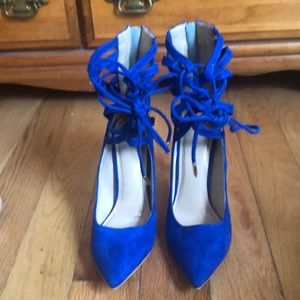blue, lace up, heels